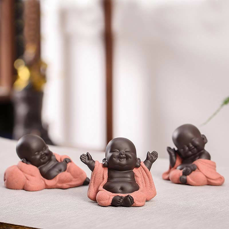 Buddha Stones Buddha sempre sorridente che ride Ricchezza Fortuna Argilla viola Statua di Maitreya Decorazione - image 12