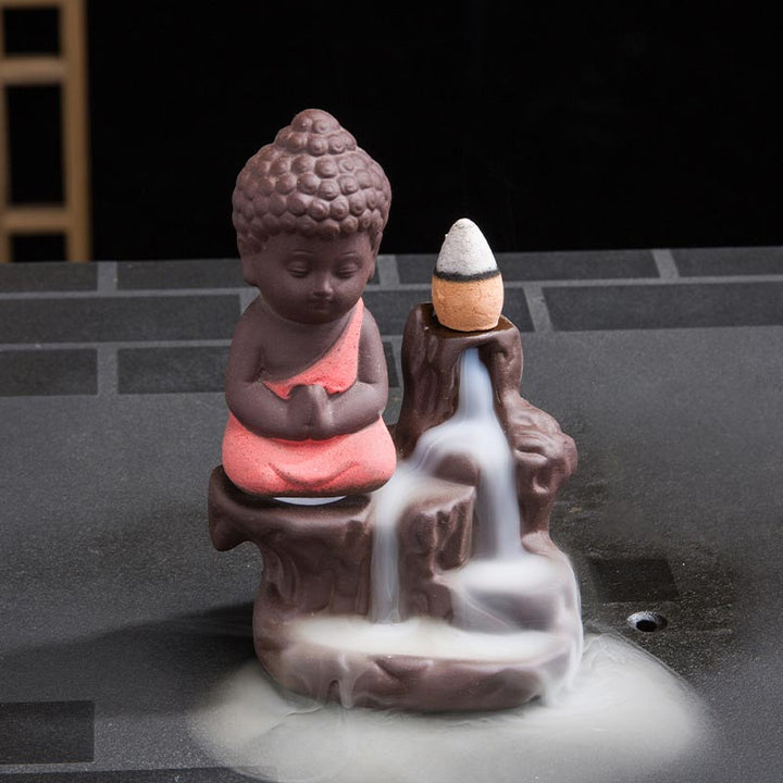 Buddha Stones Backflow Fumo Fontana Ceramica Benedizione Bruciatore Incenso Decorazione