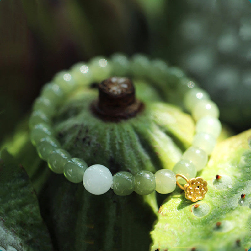 Buddha Stones Bracciale regolabile Jade Lotus Abundance - Giada - image 0