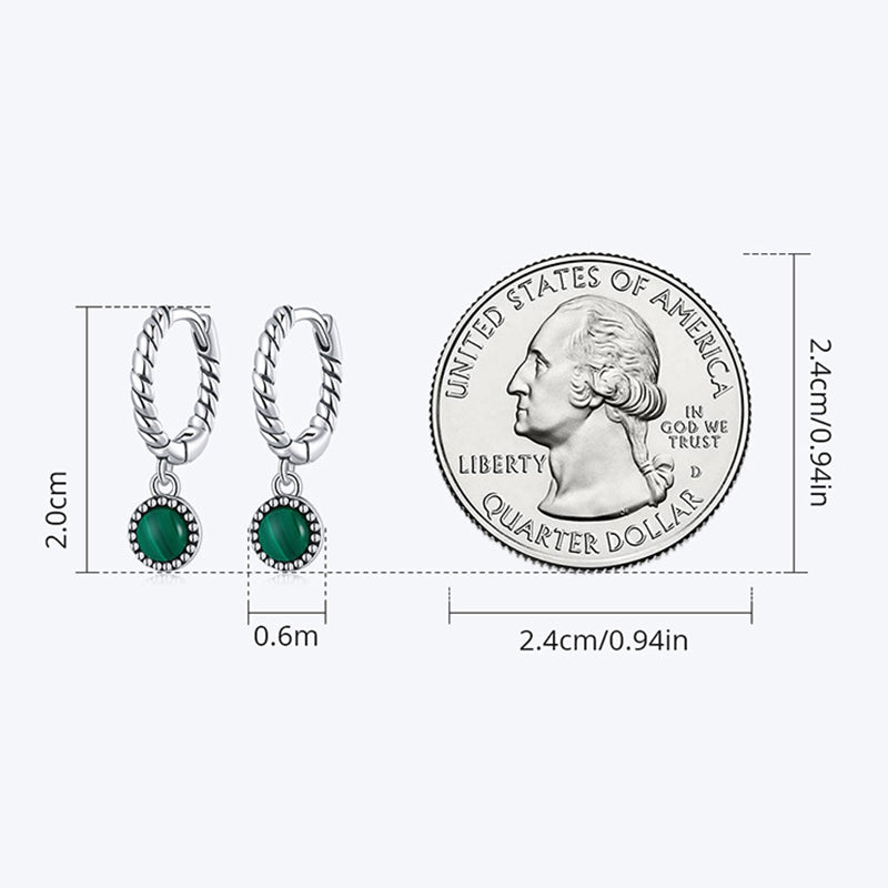 Orecchini pendenti anti-ansia in argento sterling 925 con malachite rotonda - image 10