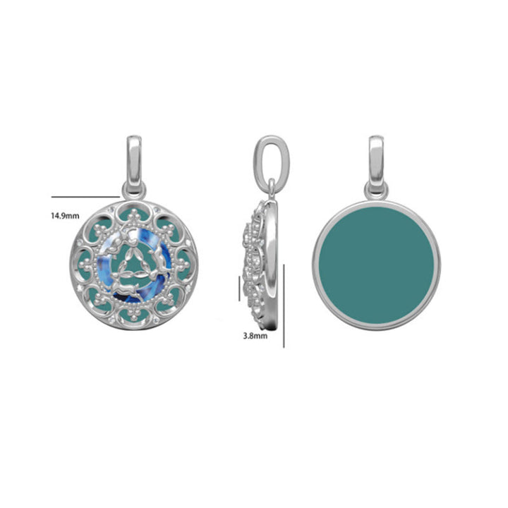Collana pendente in argento sterling 925 con tre conigli in equilibrio, turchese rotondo , Buddha Stones