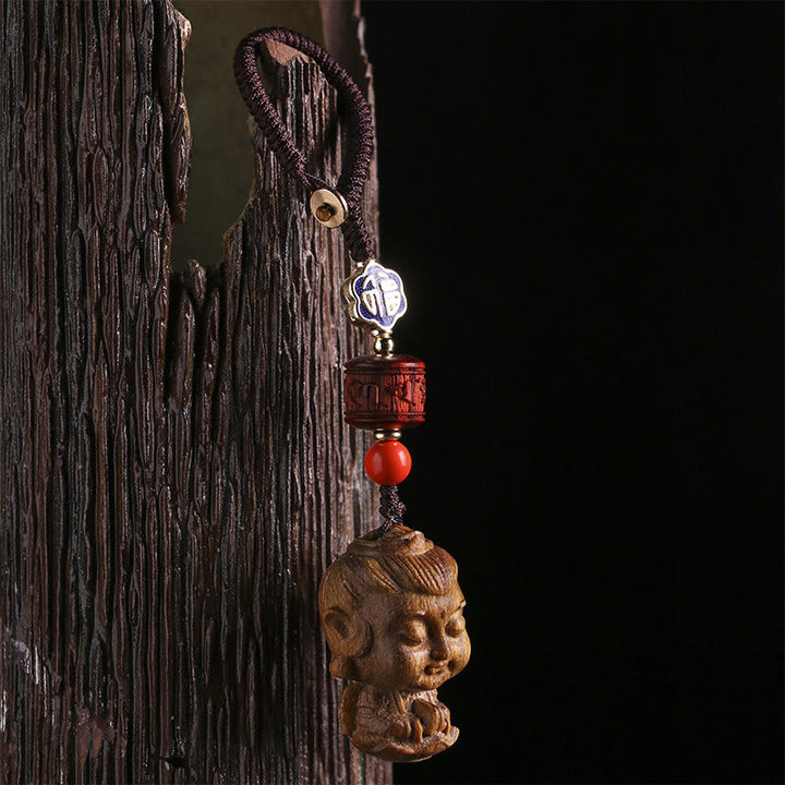 Zodiaco cinese Buddha natale Sandalo verde Om Mani Padme Hum Portachiavi della pace