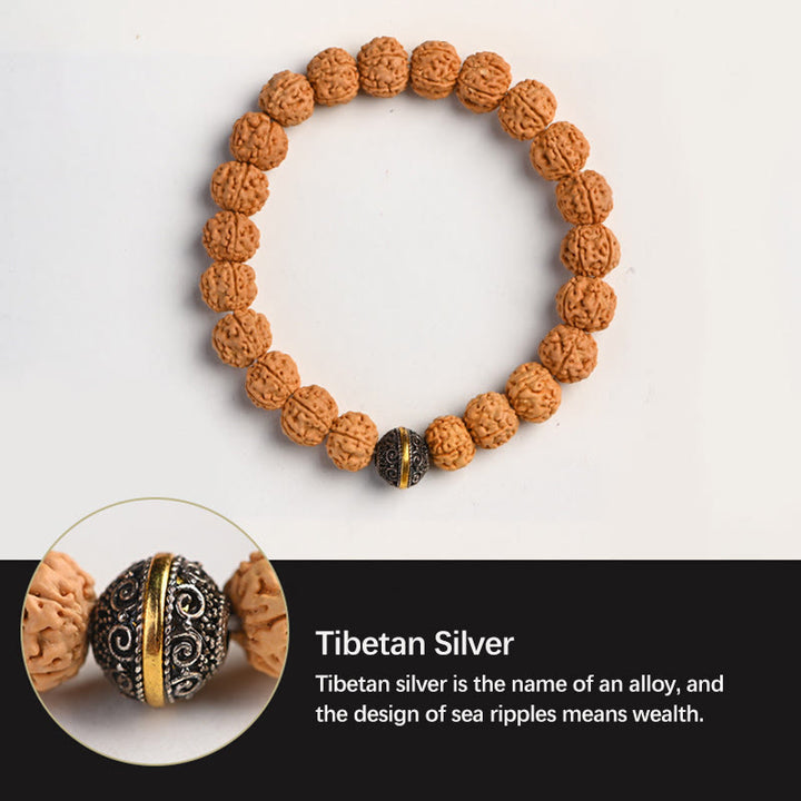 Buddha Stones Tibet Rudraksha Bodhi Seme Ricchezza Auspicio Bracciale - image 2