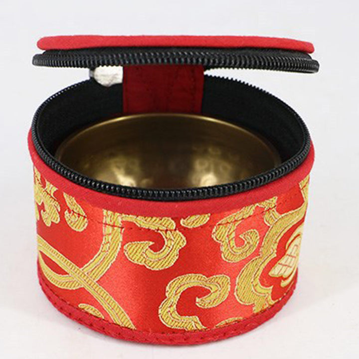 Borsa portaoggetti per ciotola tibetana Buddha Stones con chiusura a cerniera e decorazione