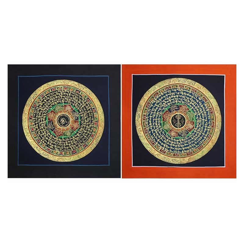 Dipinto Thangka tibetano fatto a mano, benedizione spirituale, scatola cieca, motivo a colori casuali