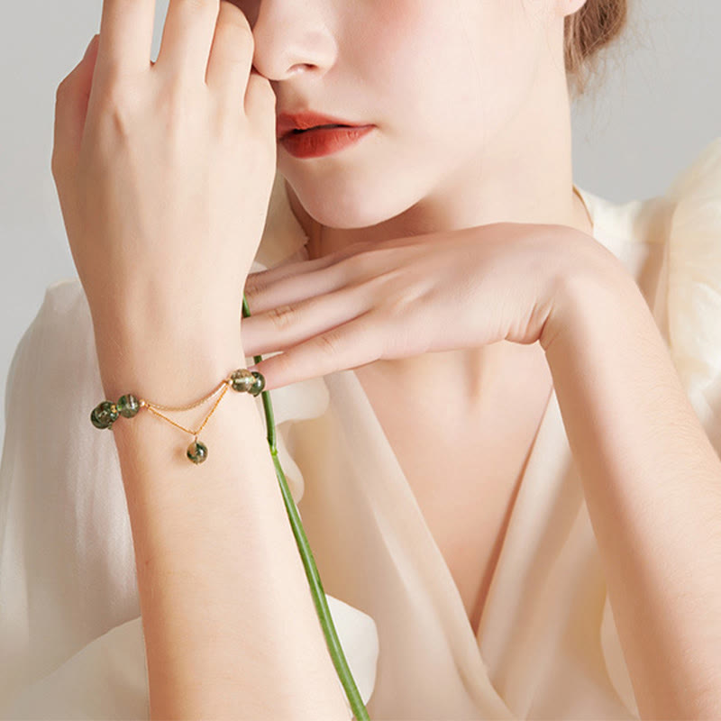 Braccialetto con ciondolo Buddha Stones Green Phantom Crystal Confidence