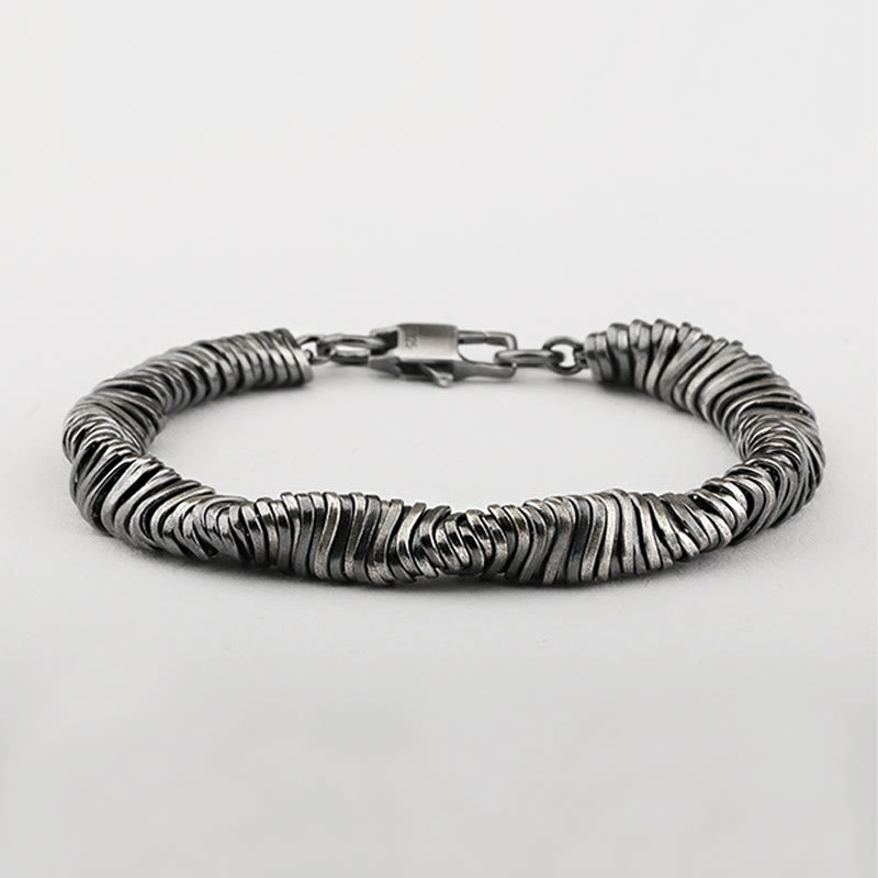 Bracciale a catena con design intrecciato vintage in argento sterling 925 Buddha Stones, per la guarigione della ricchezza