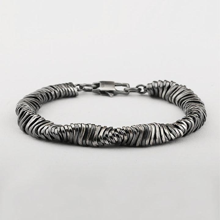 Bracciale a catena con design intrecciato vintage in argento sterling 925 Buddha Stones, per la guarigione della ricchezza