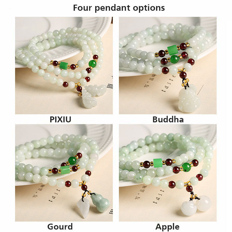 Bracciale Buddha Stones in giada naturale Pixiu Buddha Abbondanza