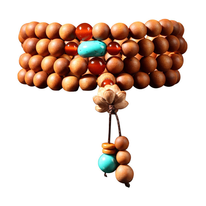 Bracciale Mala con Buddha Stones Tibetan Sandalwood Lotus Enlightenment