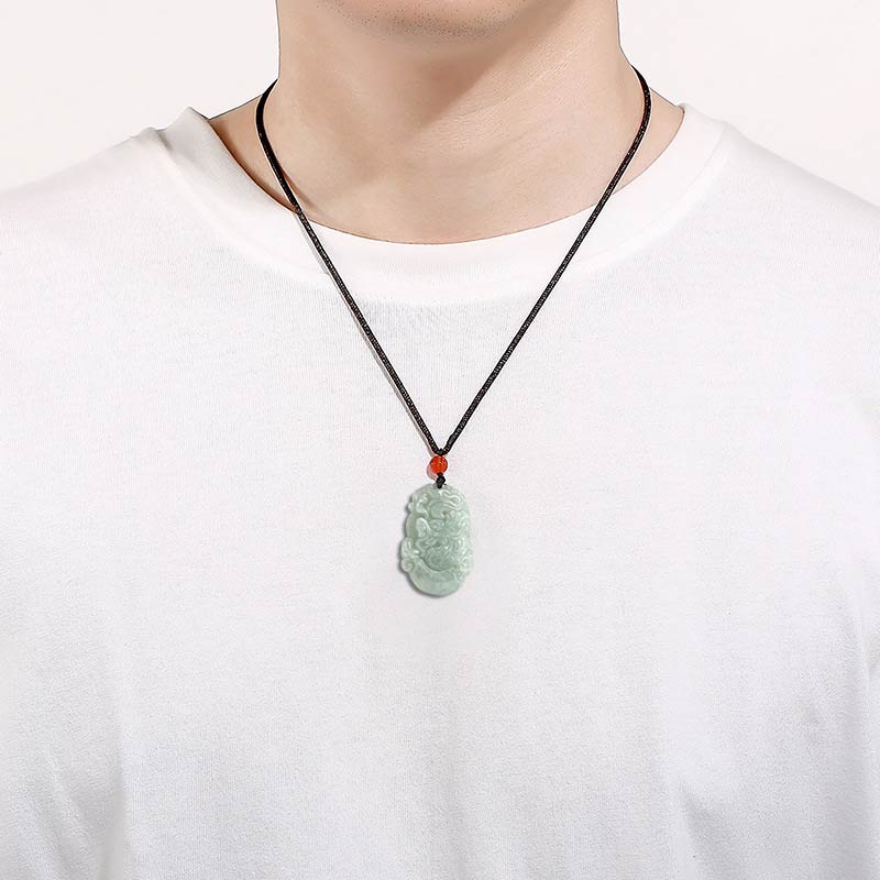 Collana con ciondolo di successo con 12 simboli dello zodiaco cinese in giada naturale Buddha Stones - image 21