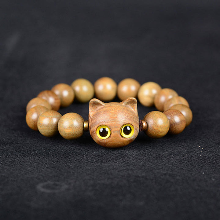 Braccialetto di equilibrio con gatto adorabile , Buddha Stones, legno di ebano, sandalo verde, sandalo rosso - image 6