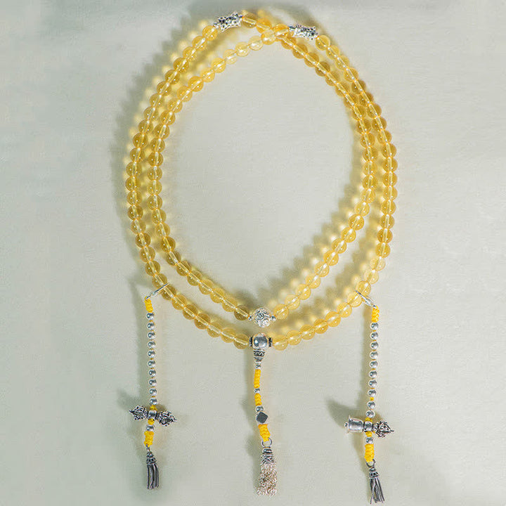 Buddha Stones 108 Mala Beads 925 Sterling Silver Natural Citrine Red Agate White Jade Braccialetto con ciondolo della prosperità