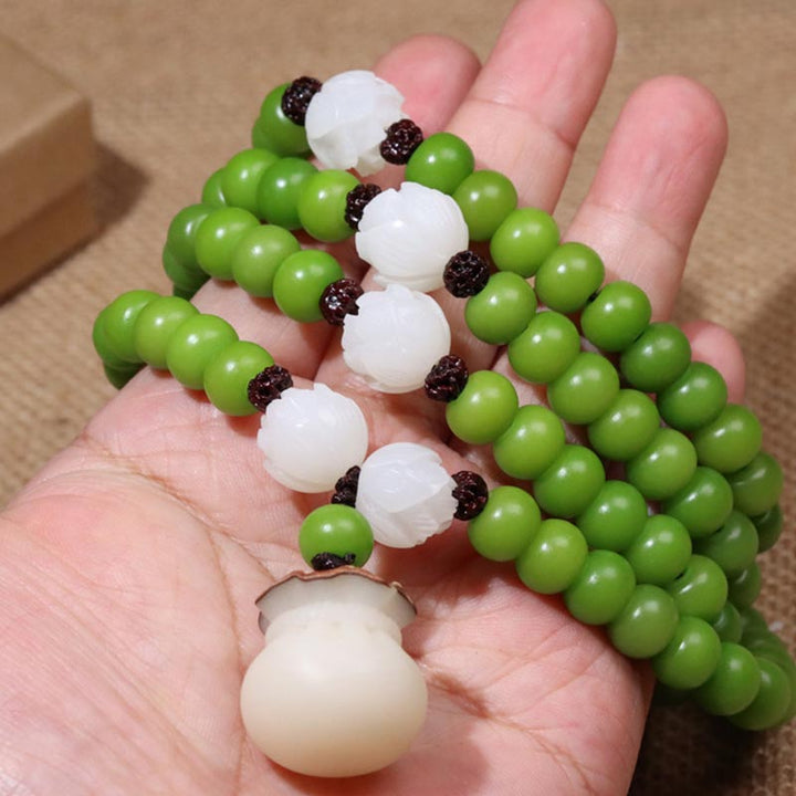 Buddha Stones Natural Bodhi Seed 108 Perline Mala Braccialetto della Saggezza