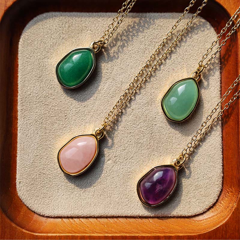 Collana con ciondolo di benedizione in quarzo rosa, ametista, avventurina verde naturale Buddha Stones