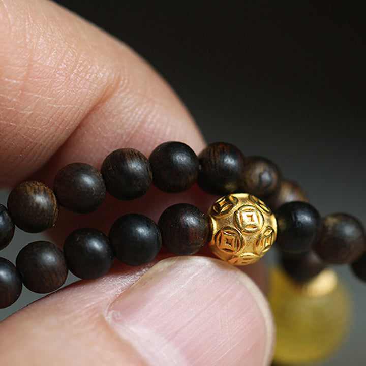 Buddha Stones 999 Oro Nha Trang Heiqinan Agarwood Ambra Agata Rossa Forza Bracciale Meditazione