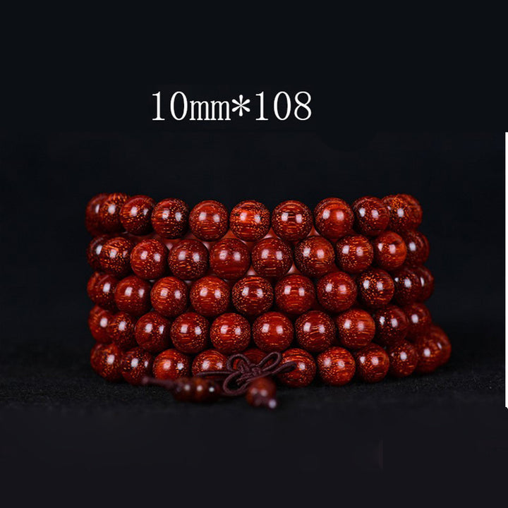 Braccialetto di equilibrio in legno di sandalo rosso con foglia piccola tibetana Buddha Stones