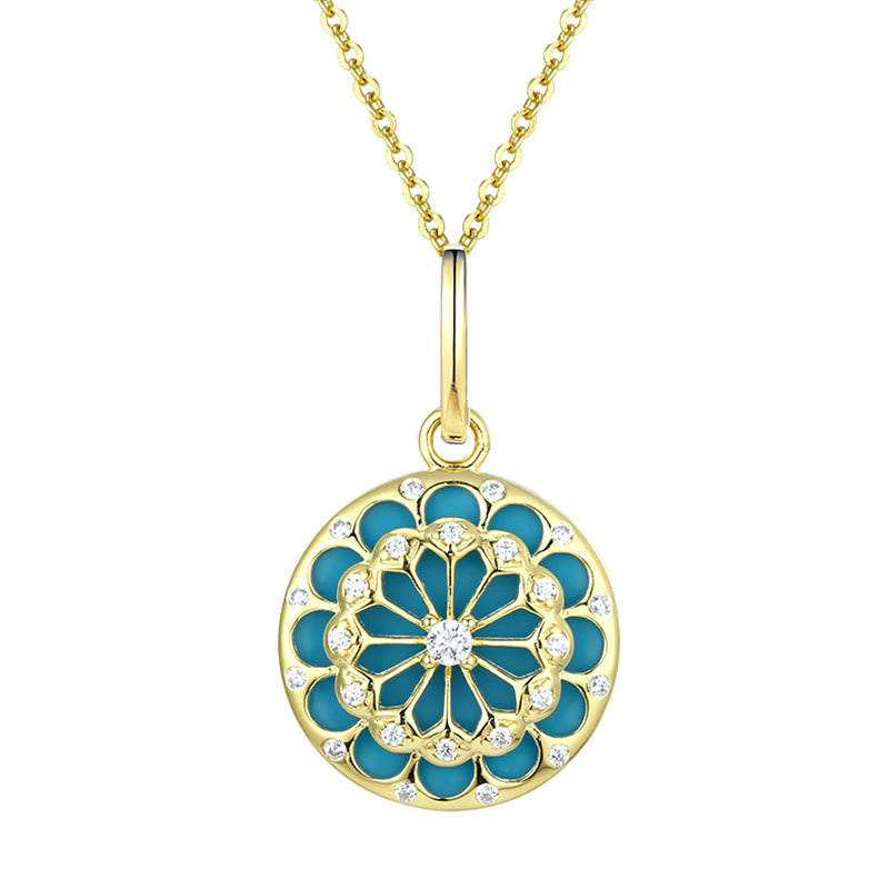 Collana con ciondolo Buddha Stones in argento sterling 925 con zircone turchese rotondo e protezione