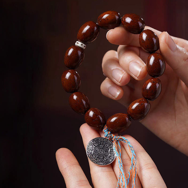 Buddha Stones Tibetano Naturale Viola Oro Ratto OM Zodiaco Cinese Nove Palazzi Otto Diagrammi Ciondolo Ricchezza Bracciale