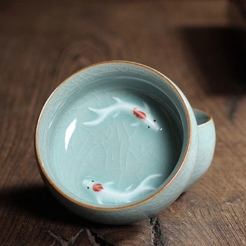 Buddha Stones Koi Fish colorato Tazza da tè in ceramica Kung Fu Tazza da tè Ciotola