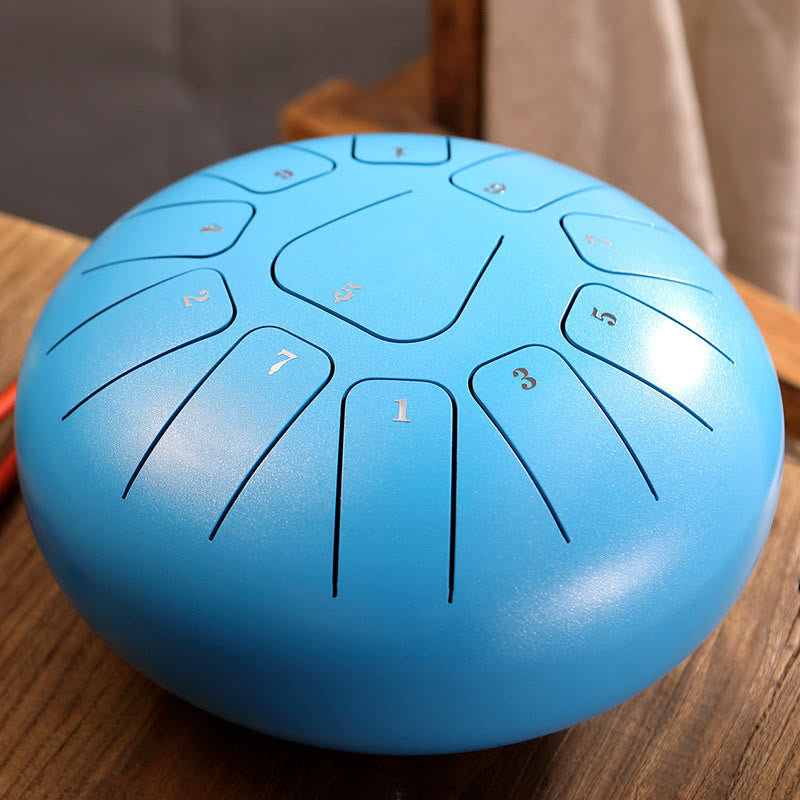 Buddha Stones Steel Tongue Drum Sound Healing Mindfulness Meditazione Yoga Drum Kit 11 Note 8 Pollici - Blu - image 14