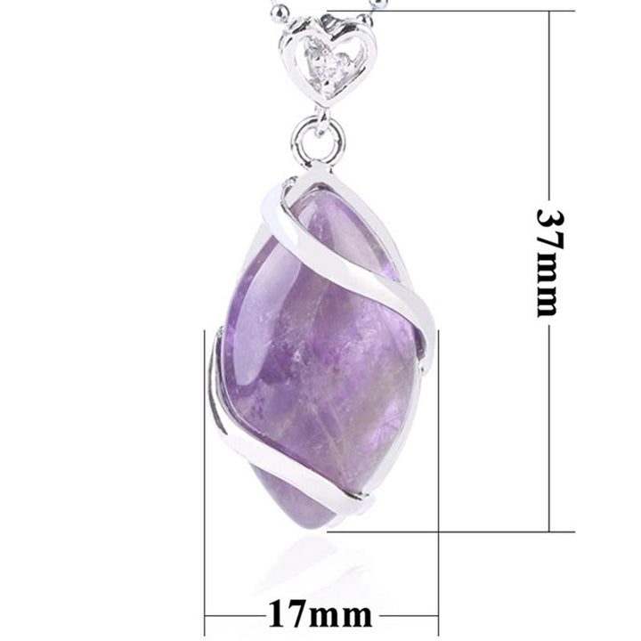 Collana con ciondolo in pietra di cristallo naturale con motivo a marquise Buddha Stones