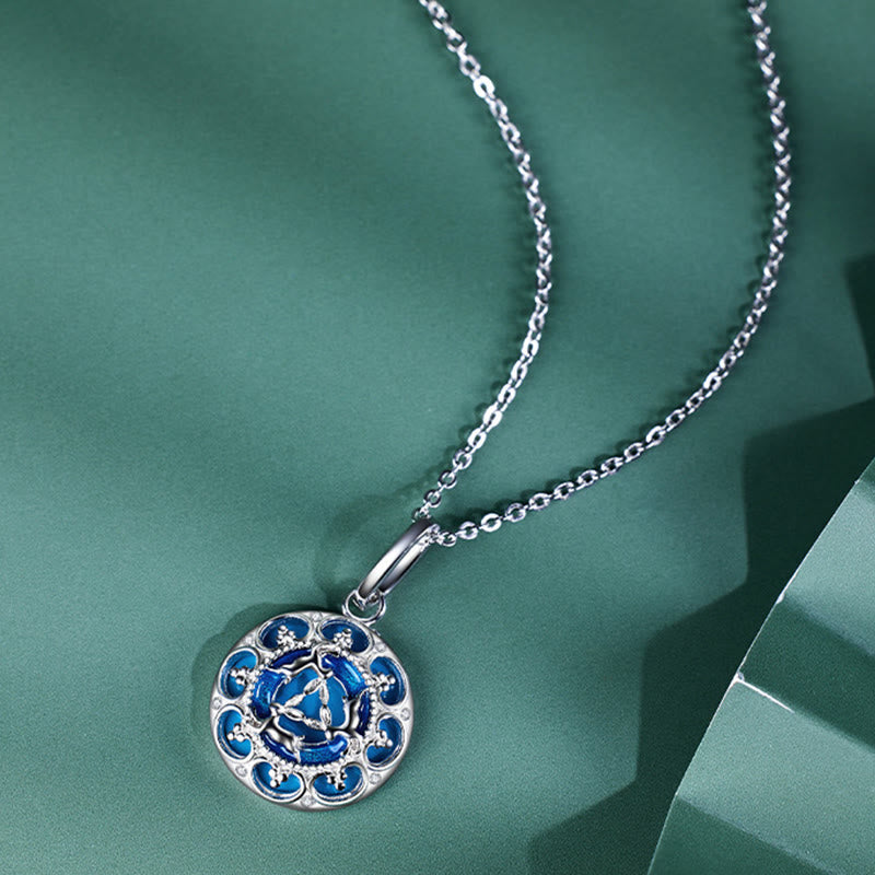 Collana pendente in argento sterling 925 con tre conigli in equilibrio, turchese rotondo , Buddha Stones