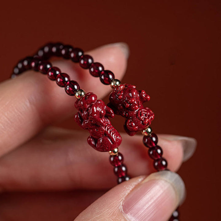 Braccialetto di corda calma con benedizione PiXiu , Buddha Stones, cinabro