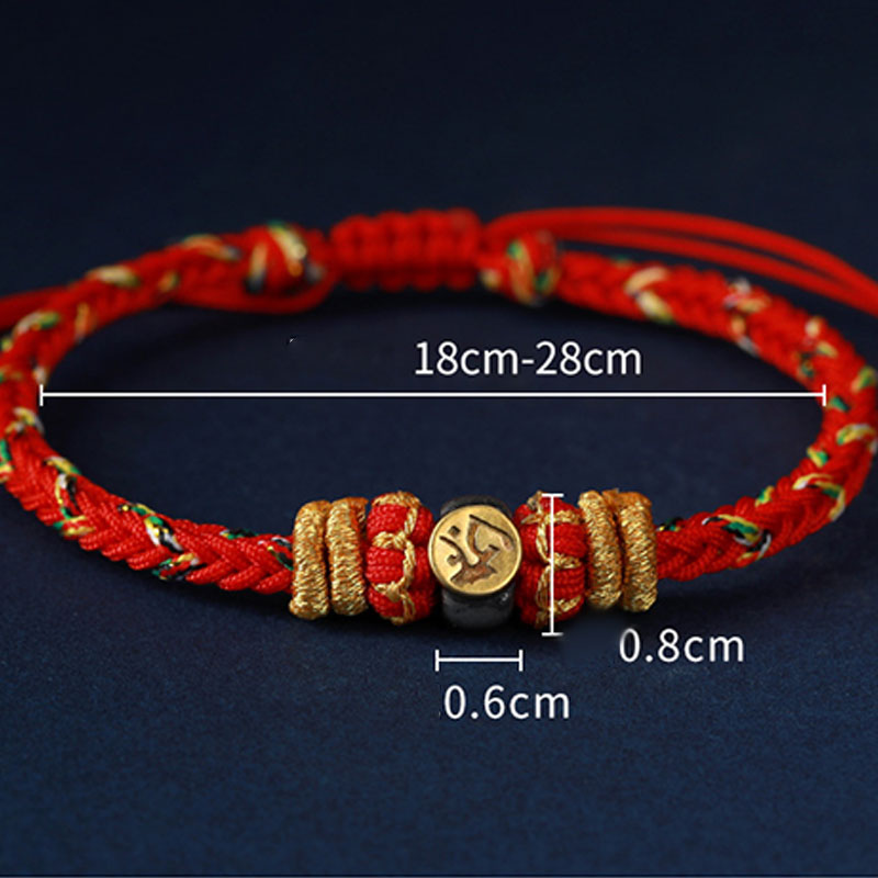 Braccialetto in corda intrecciata in argento con pietre Buddha Stones, zodiaco cinese, Buddha natale