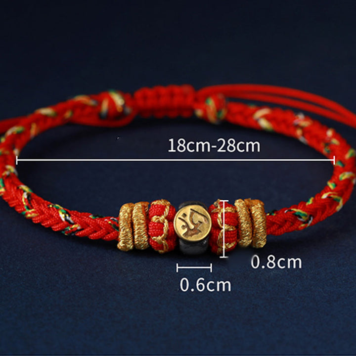 Braccialetto in corda intrecciata in argento con pietre Buddha Stones, zodiaco cinese, Buddha natale