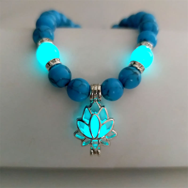 Braccialetto di protezione con perline luminose in pietra luminosa turchese tibetano Buddha Stones