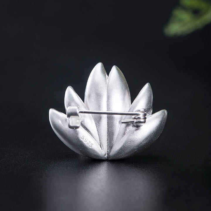 Spilla Buddha Stones 925 Sterling Silver Lotus Flower Pearl New Beginning - image 3
