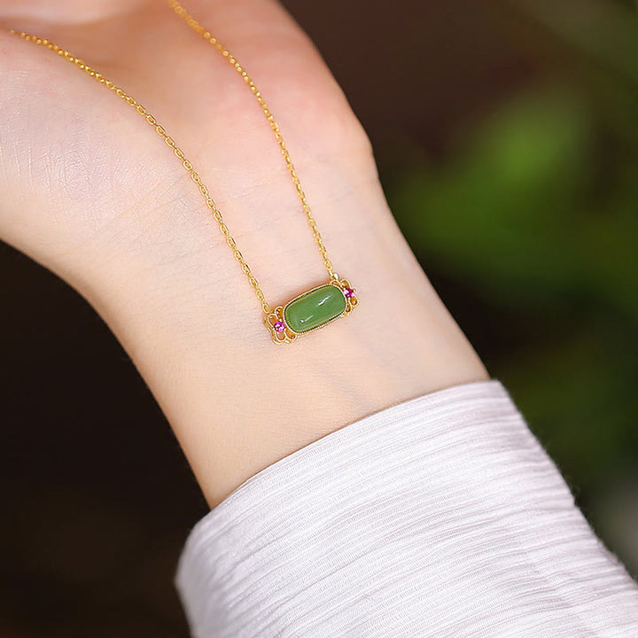 Collana con ciondolo a forma di farfalla Buddha che ride in giada ciano naturale Hetian Jade in argento sterling 925 - Fiore di giada ciano - image 24