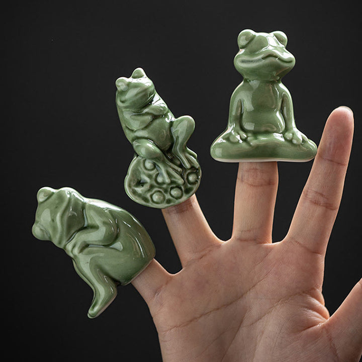 Buddha Stones Mini Piccolo Meditazione Loto Riposo Rana Ceramica Ricchezza Fortuna Casa Tè Animale Domestico Figurina Decorazione