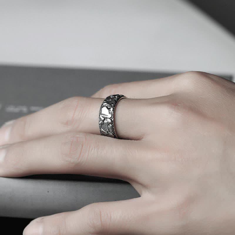 Anello in rame con motivo a roccia Buddha Stones e benedizione della fortuna