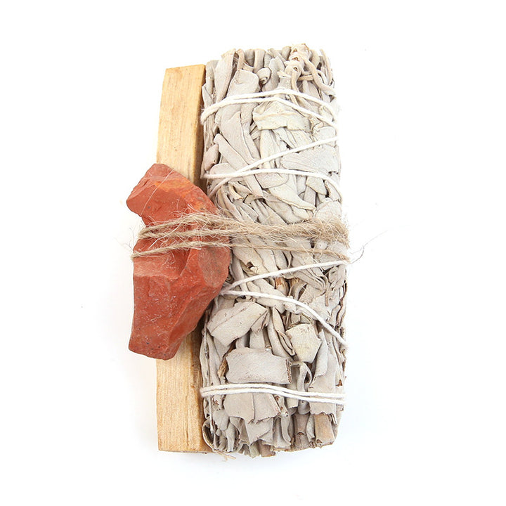 Buddha Stones Palo Santo naturale Ametista Avventurina verde Cristallo Salvia bianca Smudge Purifica Set altare Forniture spirituali