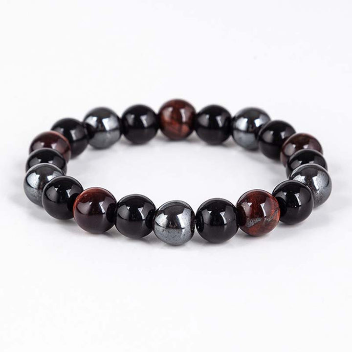 Set di bracciali e collane con occhio di tigre tibetano Buddha Stones