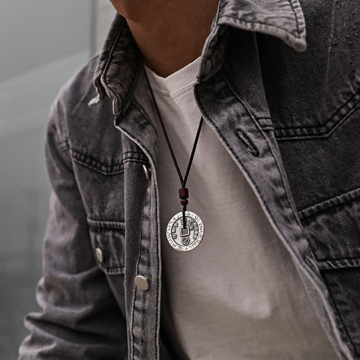 Buddha Stones Bagua Yin Yang Moneta di rame Stella Equilibrio Energia Collana Pendente - image 3