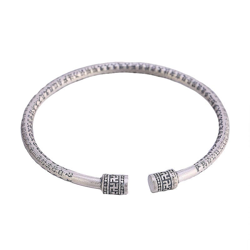 Braccialetto della fortuna in rame bianco Buddha Stones cuore tibetano Sutra