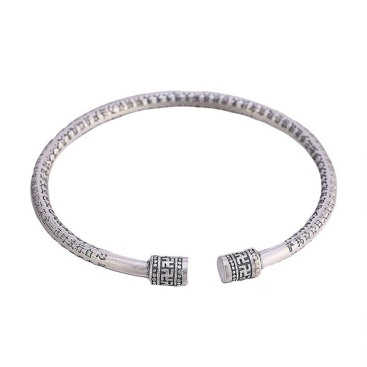 Braccialetto della fortuna in rame bianco Buddha Stones cuore tibetano Sutra