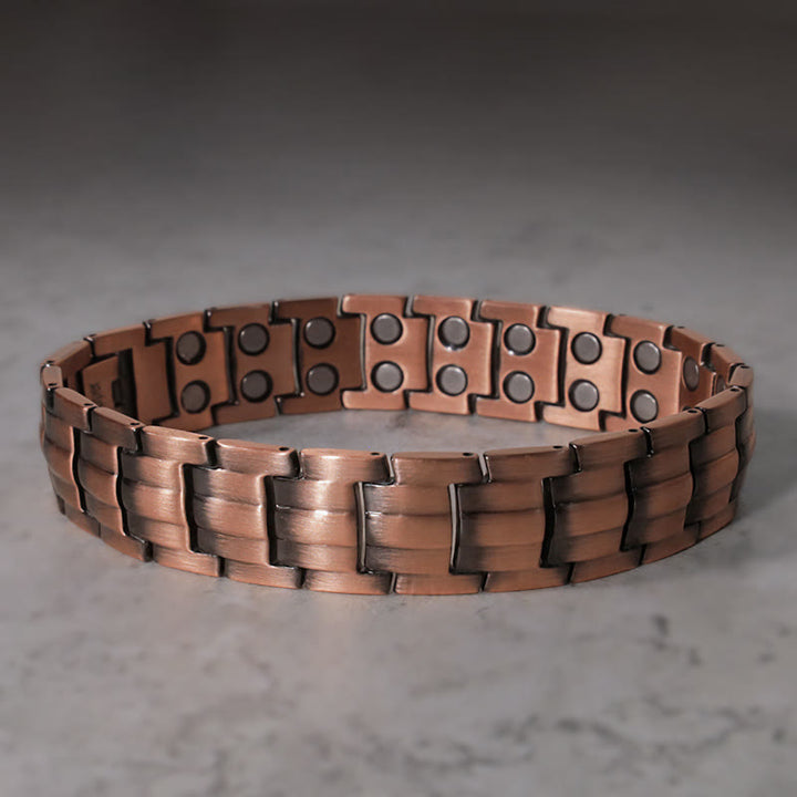 Bracciale rigido magnetico vintage in rame massiccio