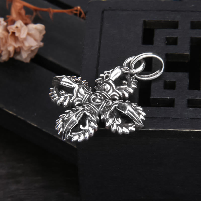 Collana con ciondolo a Buddha Stones in argento sterling 925 con doppio Dorje Vajra e forza spirituale