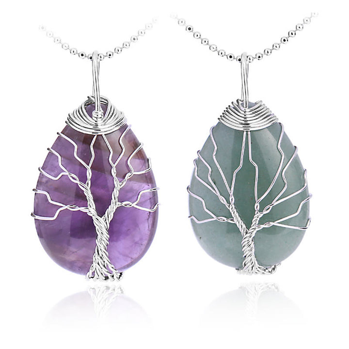 Buddha Stones Cristallo di quarzo naturale Albero della vita Collana con ciondolo energetico curativo