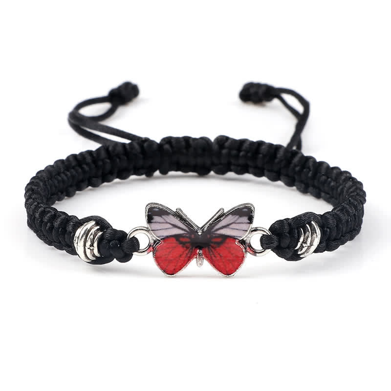 Braccialetto con ciondolo a forma di corda con farfalla Buddha Stones, libertà e amore