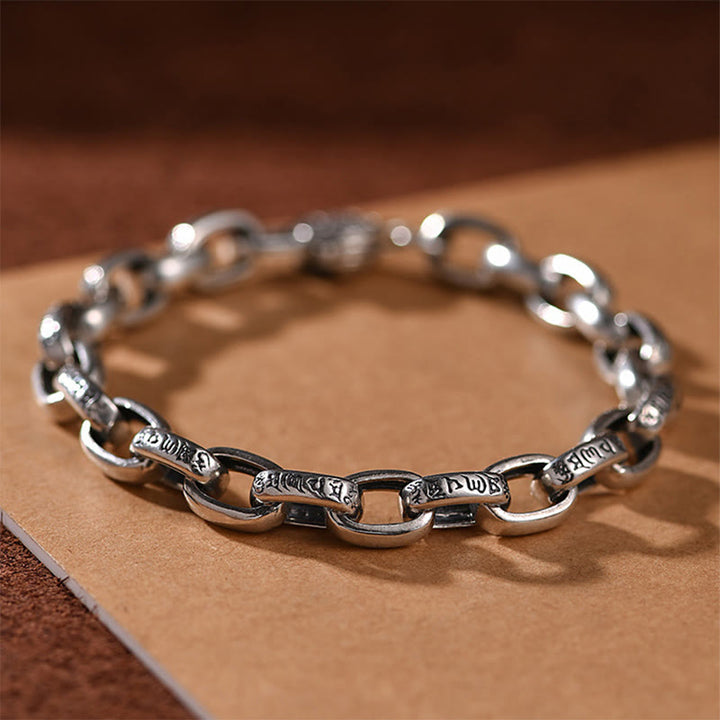 Braccialetto della saggezza inciso in rame con Buddha Stones Om Mani Padme Hum Double Dorje - image 1