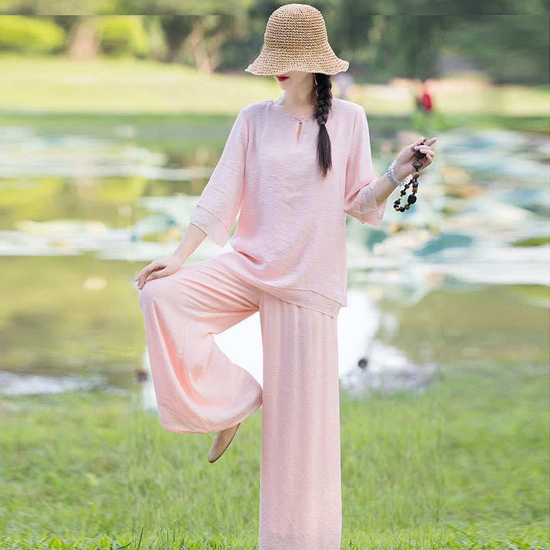 Tai Chi Meditazione Preghiera Zen Spirituale Mattina Pratica Abbigliamento Donna Set - image 19