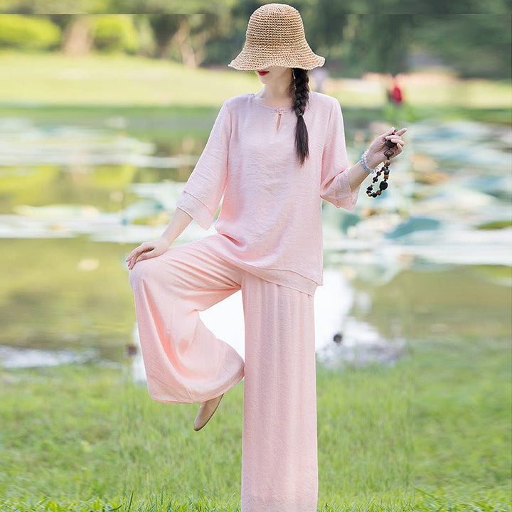 Tai Chi Meditazione Preghiera Zen Spirituale Mattina Pratica Abbigliamento Donna Set - image 19