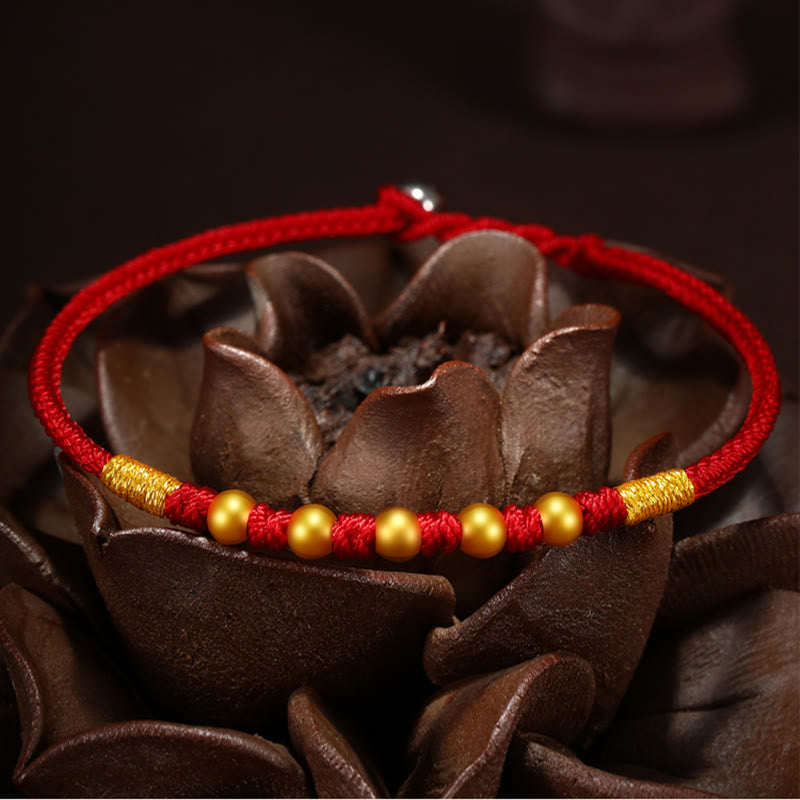 Braccialetto di protezione intrecciato fatto a mano con nodo King Kong, perline d'oro 999 Buddha Stones