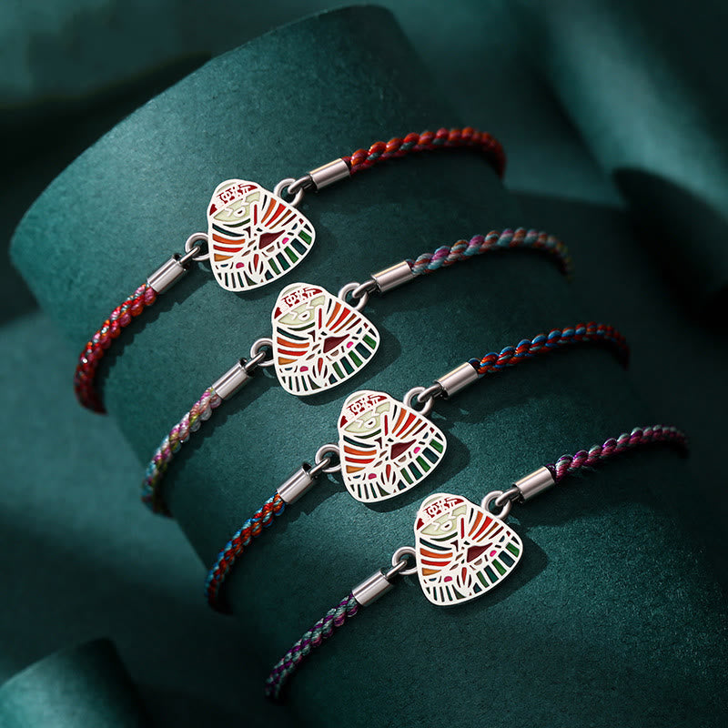 Braccialetto artigianale multicolore con motivo Zongzi in argento sterling 925 Buddha Stones