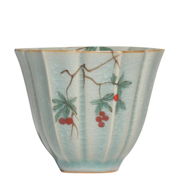 Buddha Stones Nespolo giapponese Corniolo Biancospino Morning Glory Tazza da tè in ceramica Tazza da tè Kung Fu